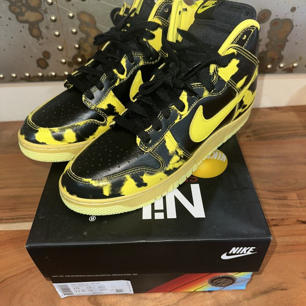 Size 10 - Nike Dunk 1985 High Yellow Acid Wash
